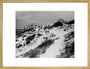 Horizon line of women walking over dunes, about 1930. art print large gold Art Print - Science Museum Shop