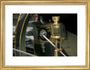 Detail showing an automatic oiler on the Firgrove Mill tandem compound condensing engine art print small gold Art Print - Science Museum Shop