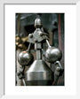 Detail showing the governor on the inverted vertical cross-compound steam engine art print extra small white Art Print - Science Museum Shop