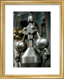 Detail showing the governor on the inverted vertical cross-compound steam engine art print extra small gold Art Print - Science Museum Shop