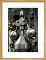 Detail showing the governor on the inverted vertical cross-compound steam engine art print medium gold Art Print - Science Museum Shop