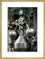 Detail showing the governor on the inverted vertical cross-compound steam engine art print large gold Art Print - Science Museum Shop