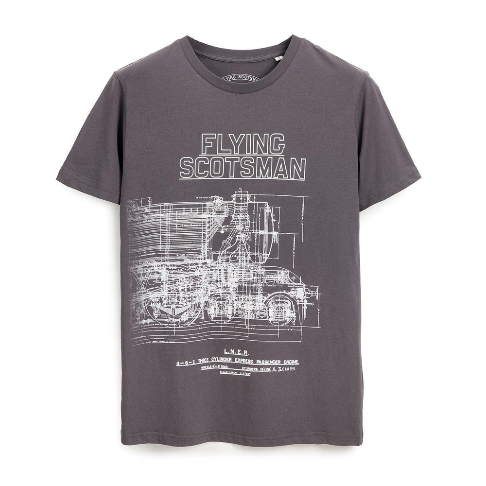 National Railway Museum Flying Scotsman Blueprint T-Shirt Clothing - Science Museum Shop