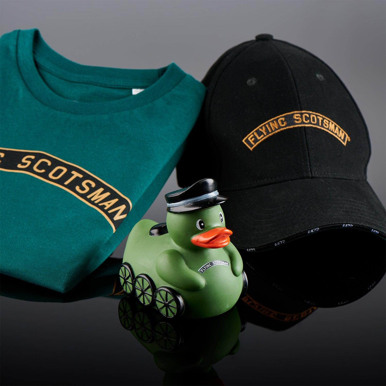 National Railway Museum Flying Scotsman Nameplate T-Shirt, cap and rubber duck - Science Museum Shop
