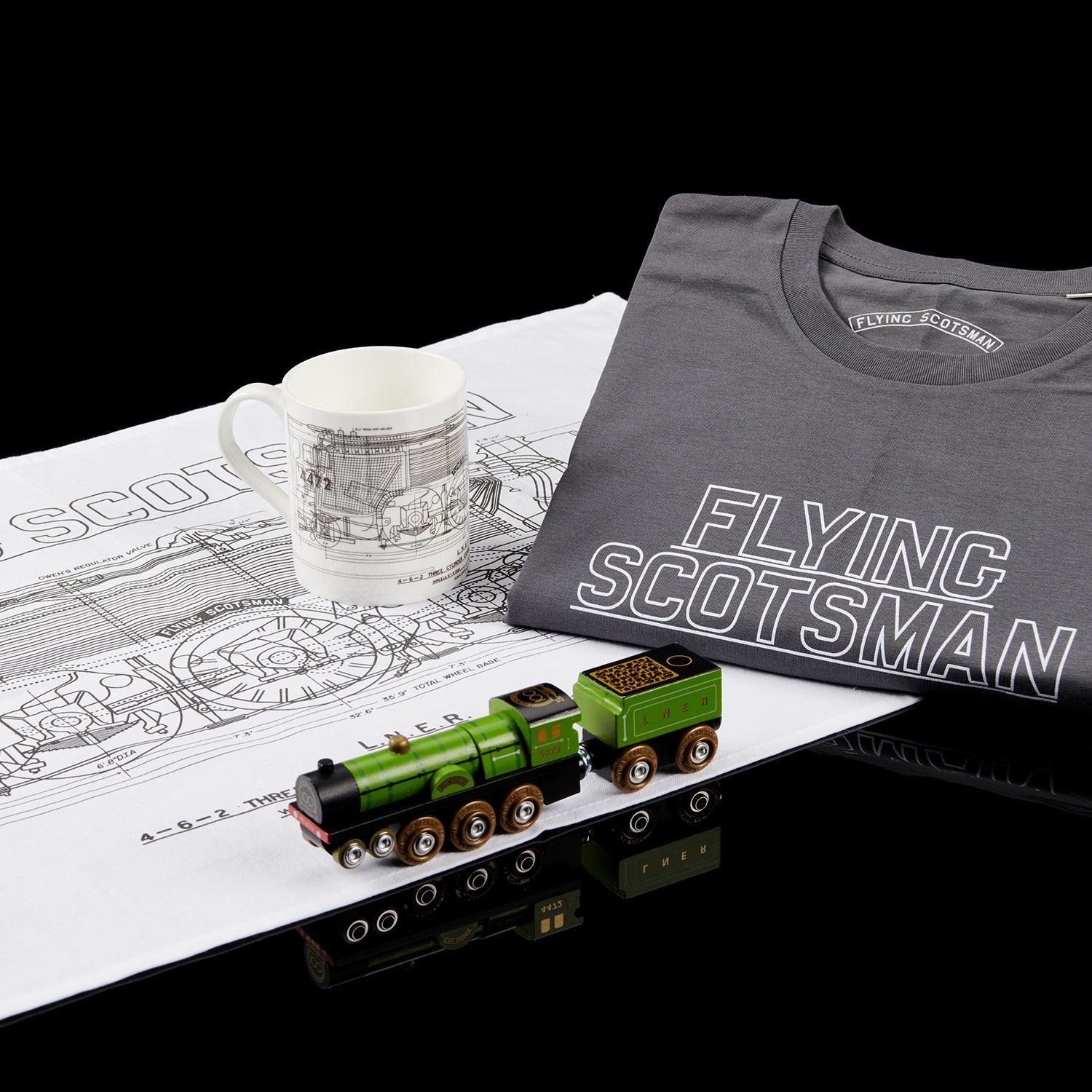 National Railway Museum Flying Scotsman Blueprint Collection - T-shirt, Tea Towel, Mug - Train, Locomotive gifts Science Museum Shop